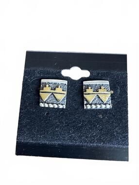 Thomas Singer Sterling Silver Brass Southwestern Stud Earrings